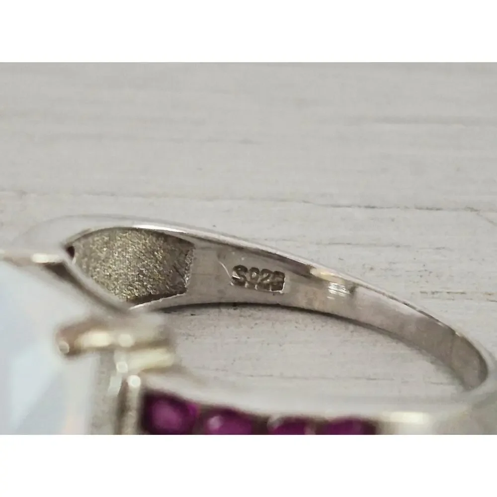Sterling Silver Opal Ruby Ring
